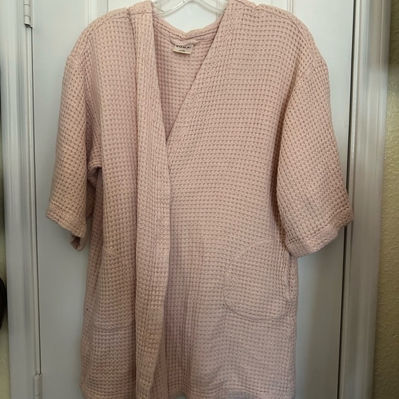 Soma Robe Women's Pink L/XL Wrap Pockets Short Knit Waffle (Missing Belt) - Picture 1 of 5